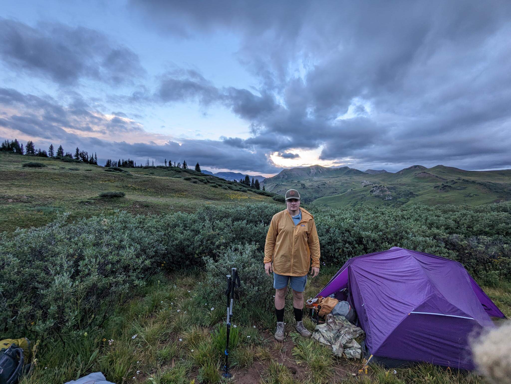 Zayne camping in the Maroon Bells of Colorado